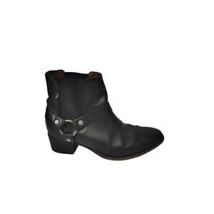 Frye Black Leather Harness Booties